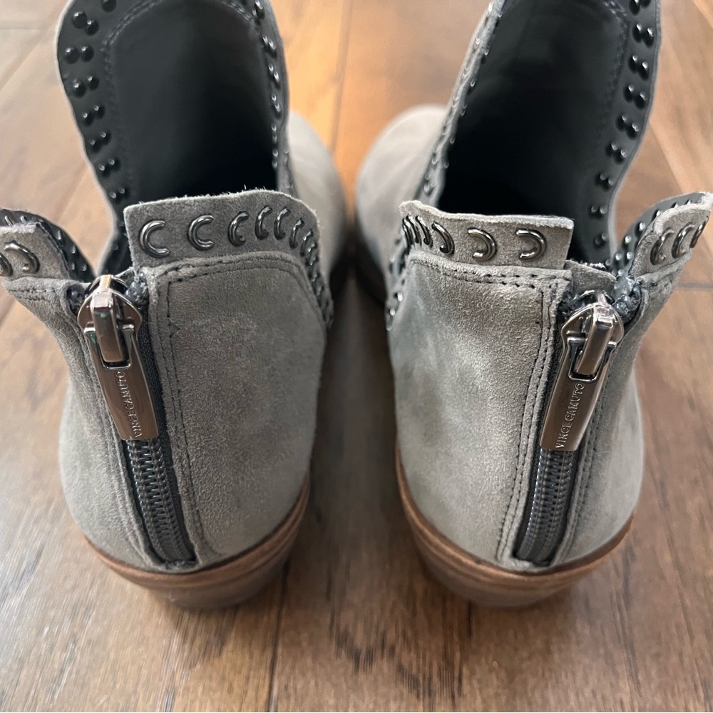 Vince Camuto Gray Suede Ankle Booties with Stud Accents - Picture 6 of 10